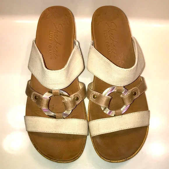 ❌SOLD❌ Skechers Luxe Foam Women’s Cali Sail Away Wedge Sandals - Picture 2 of 7